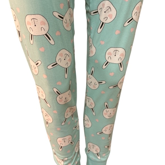 Mint Green Pajama Pants with Bunny Print - Picture 3 of 6